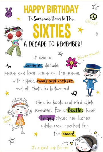 Someone Born in the SIXTIES 60's A Decade To Remember 1960-1969 Birthday Card