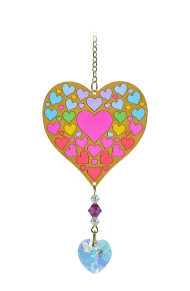 Heart of Hearts Romantic Hanging Crystal Sun-catcher With Gold Details & Glass - Rainbow Effects by Wild Things Gifts