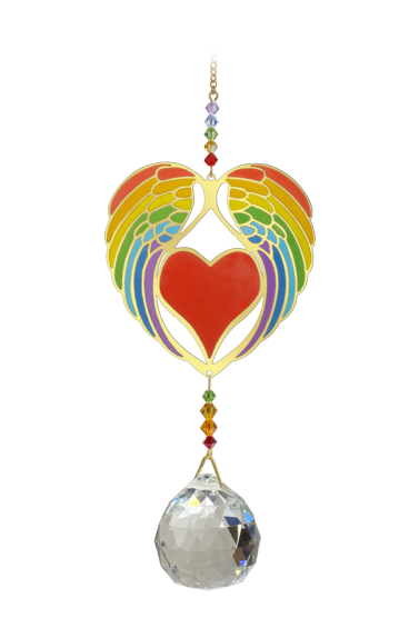 ANGEL WING Heart Large Crystal Rainbow Wonder Sun-catcher Valentine's Boxed Gift