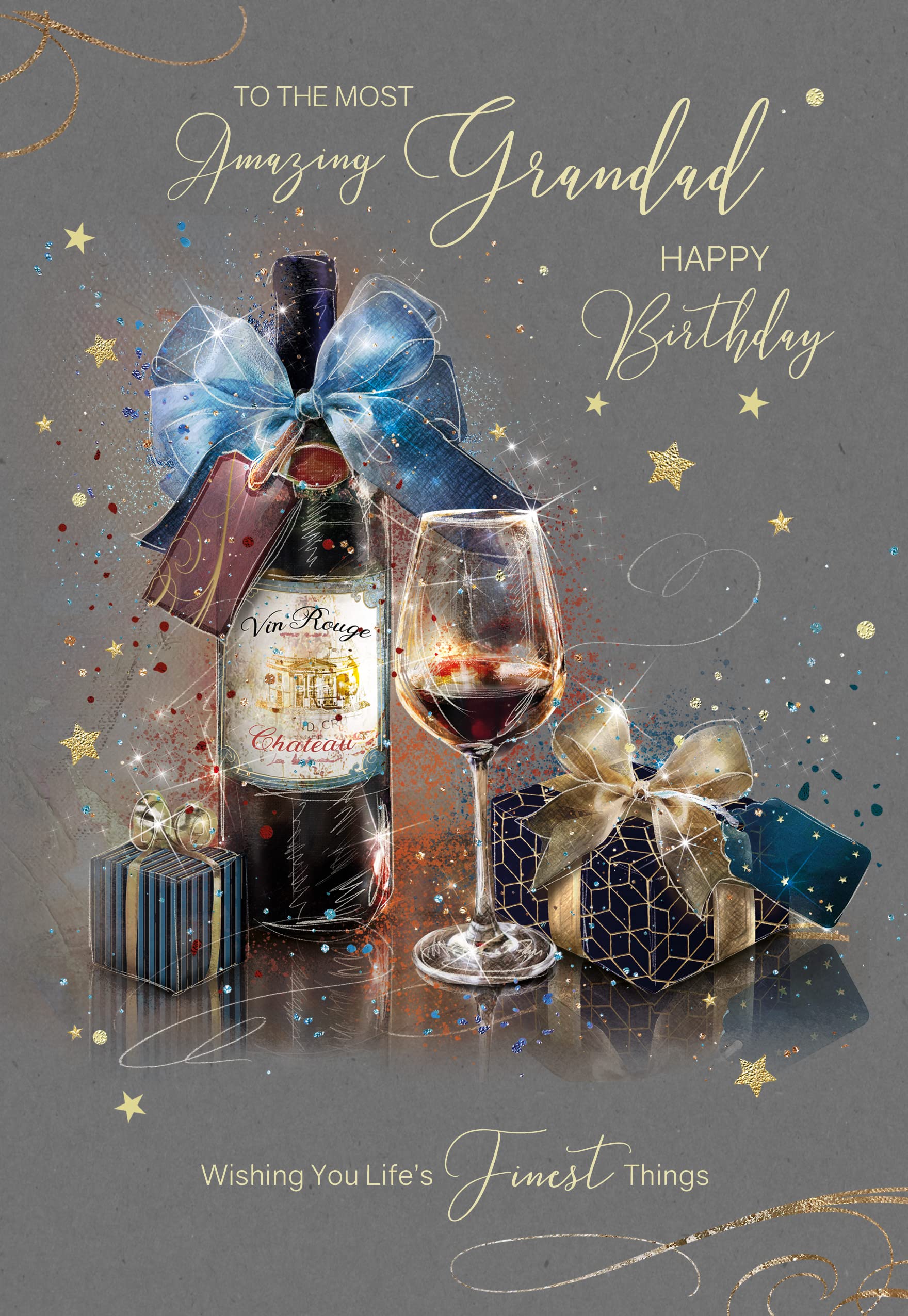 Most Amazing Grandad On Your Birthday Gold Foil Card Vintage Wine Gifts Grayson