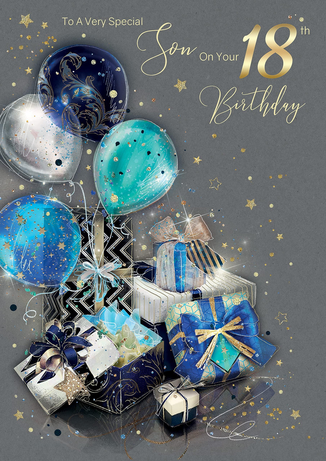 Grandson's Champion Birthday Card From The Elegant Sophisticated Grayson Design Range Glitter Foil Finished With Gold Envelope