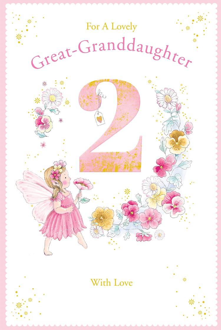 Great Granddaughter 2nd Birthday Card Age 2 Daisy Fairy 9'' x 6'' Lovely Verse