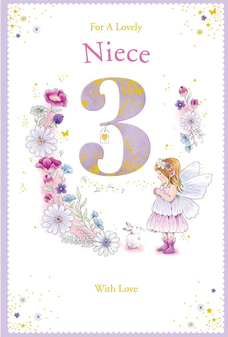 Niece 3rd Birthday Card Age 3 Dandelion Fairy 9'' x 6'' Lovely Verse