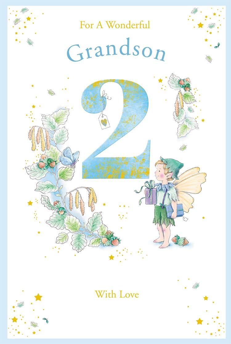 Grandson 2nd Birthday Card Age 2 Catkin Pixie 9'' x 6'' Lovely Verse