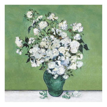 A Vase of Roses Blank Greeting Card by Vincent Van Gogh (1890 - Oil on Canvas) for Any Occasion