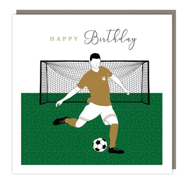 Classic Footballer - Gold Foiled Shirt & Socks - High Quality Birthday Card with Grey Envelope