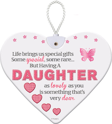 Special Daughter Sentimental Handcrafted Ceramic Heart Hanging Plaque Gift For Any Occasion
