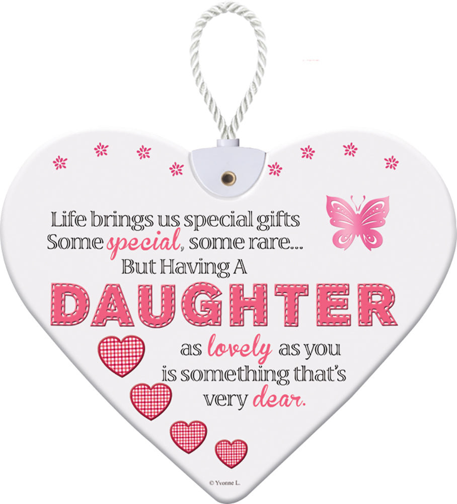 Special Daughter Sentimental Handcrafted Ceramic Heart Hanging Plaque Gift For Any Occasion