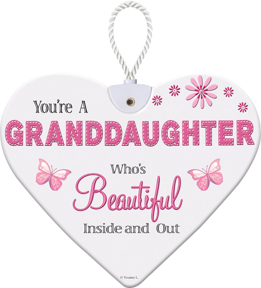 Beautiful Granddaughter Sentimental Handcrafted Ceramic Heart Hanging Plaque Gift For Any Occasion