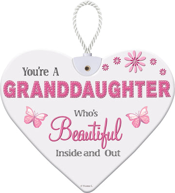 Beautiful Granddaughter Sentimental Handcrafted Ceramic Heart Hanging Plaque Gift For Any Occasion