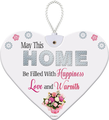 New Home Handcrafted Ceramic Heart Hanging Plaque Boxed Gift