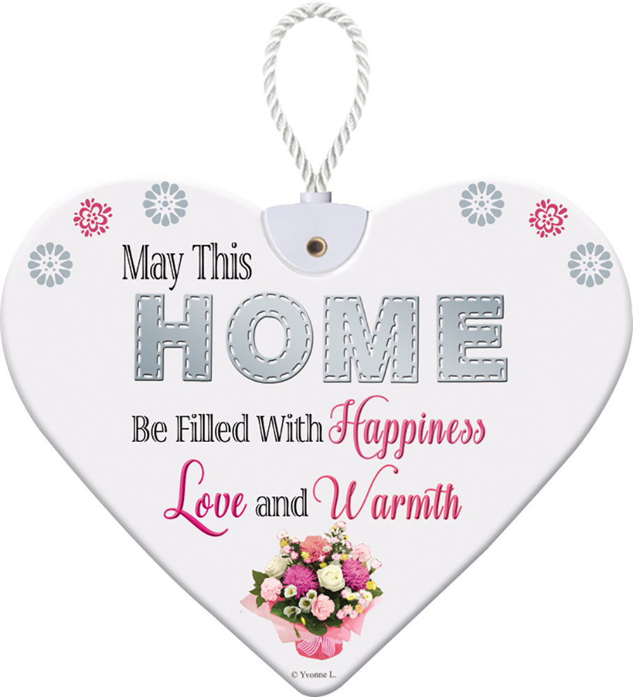 New Home Handcrafted Ceramic Heart Hanging Plaque Boxed Gift