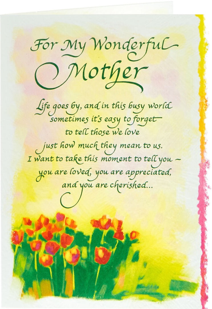 For My Wonderful Mother Sentimental Verses Greeting Card for Any Occasion By Blue Mountain Arts