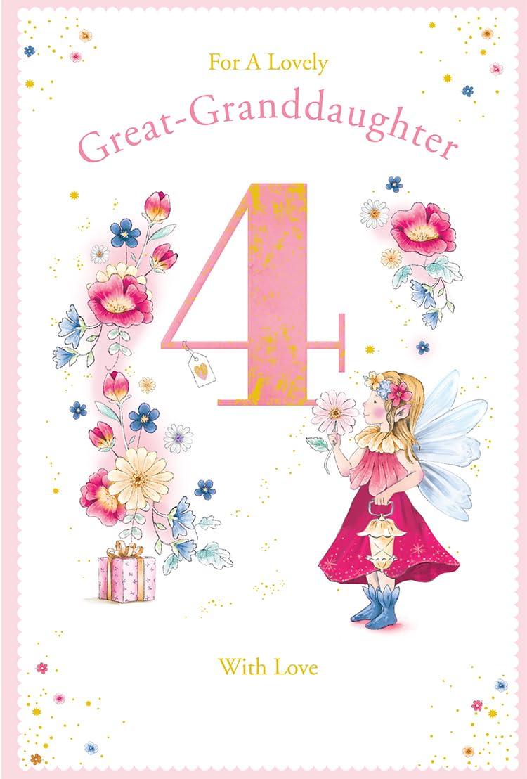 Great Granddaughter 4th Birthday Card Age 4 Dandelion Fairy 9'' x 6'' Lovely Verse