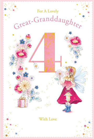 Great Granddaughter 4th Birthday Card Age 4 Dandelion Fairy 9'' x 6'' Lovely Verse