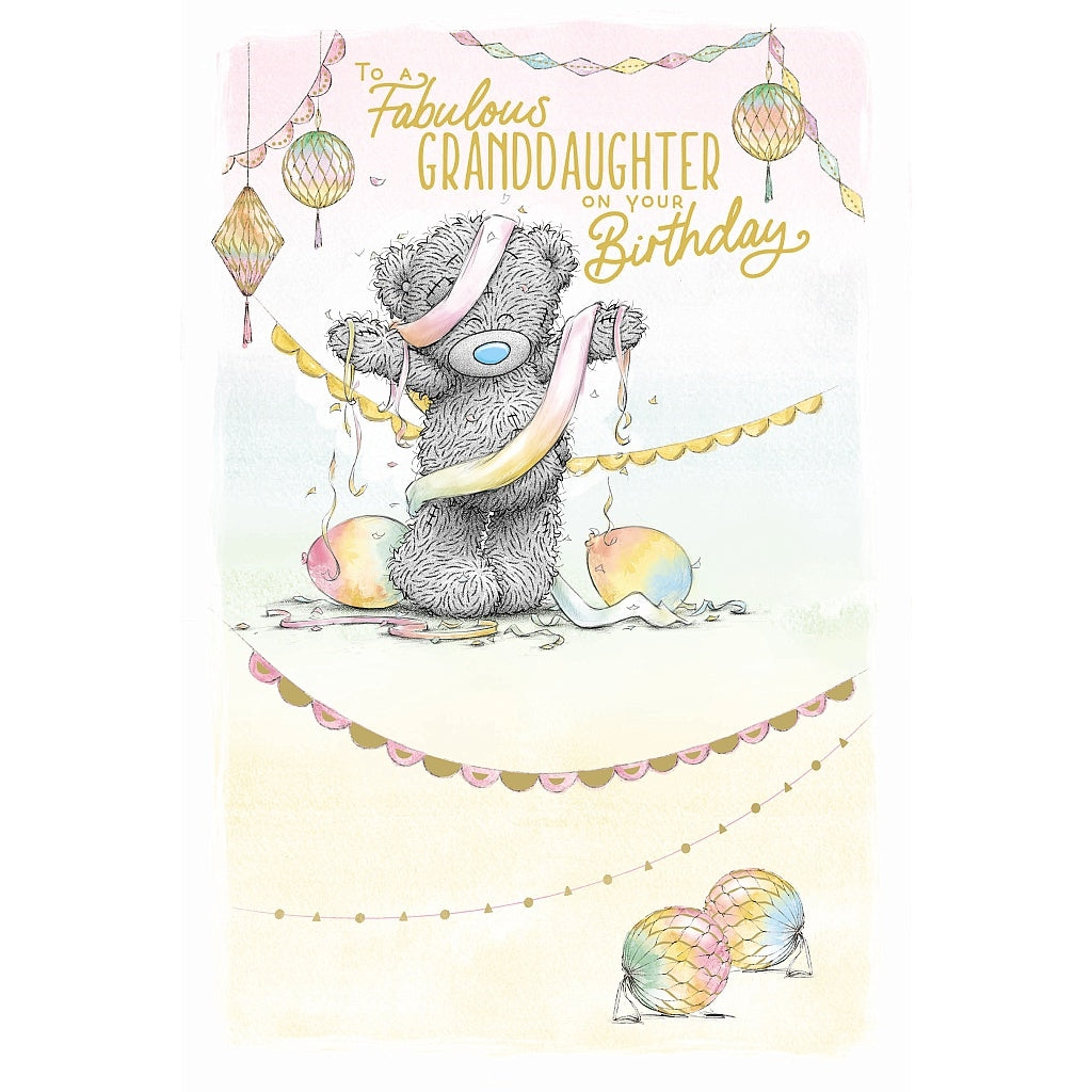 Me To You Tatty Teddy Fabulous Granddaughter Birthday Card Bear Tangled In Streamers
