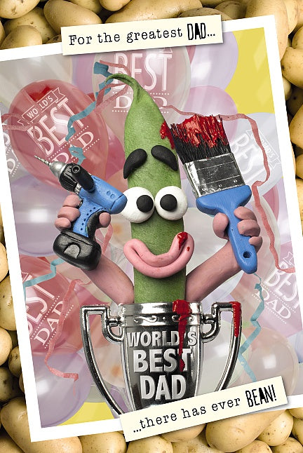 Violent Veg for the DIY Greatest Dad Theres Bean! Cheeky Humorous Birthday Card