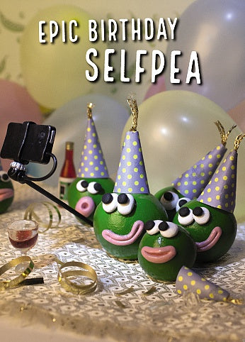 Violent Veg Epic Birthday SELFPEA Selfie Funny Humour Blank Birthday Card