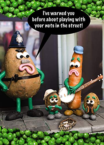 Violent Veg Cheeky Humorous Birthday Card 'Playing with Nuts in The Street' Music