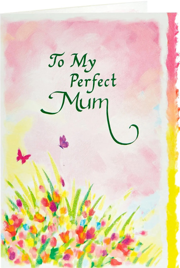 To My Perfect Mum - Greeting Card with Sentimental Poetry for Any Occasion - Watercolour Flowers Butterflies (ASTBW008) Blue Mountain Arts