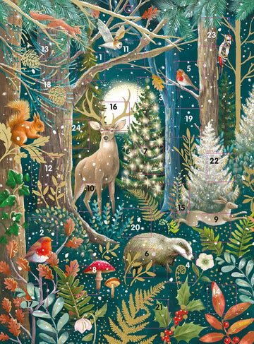 Magical Forest Scene Large Advent Calendar Gift by Ling Design Including Envelope