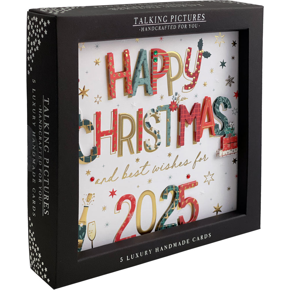 Merry Christmas & Best Wishes for 2025 - Exquisite Handmade Box of 5 Luxury Cards by Talking Pictures