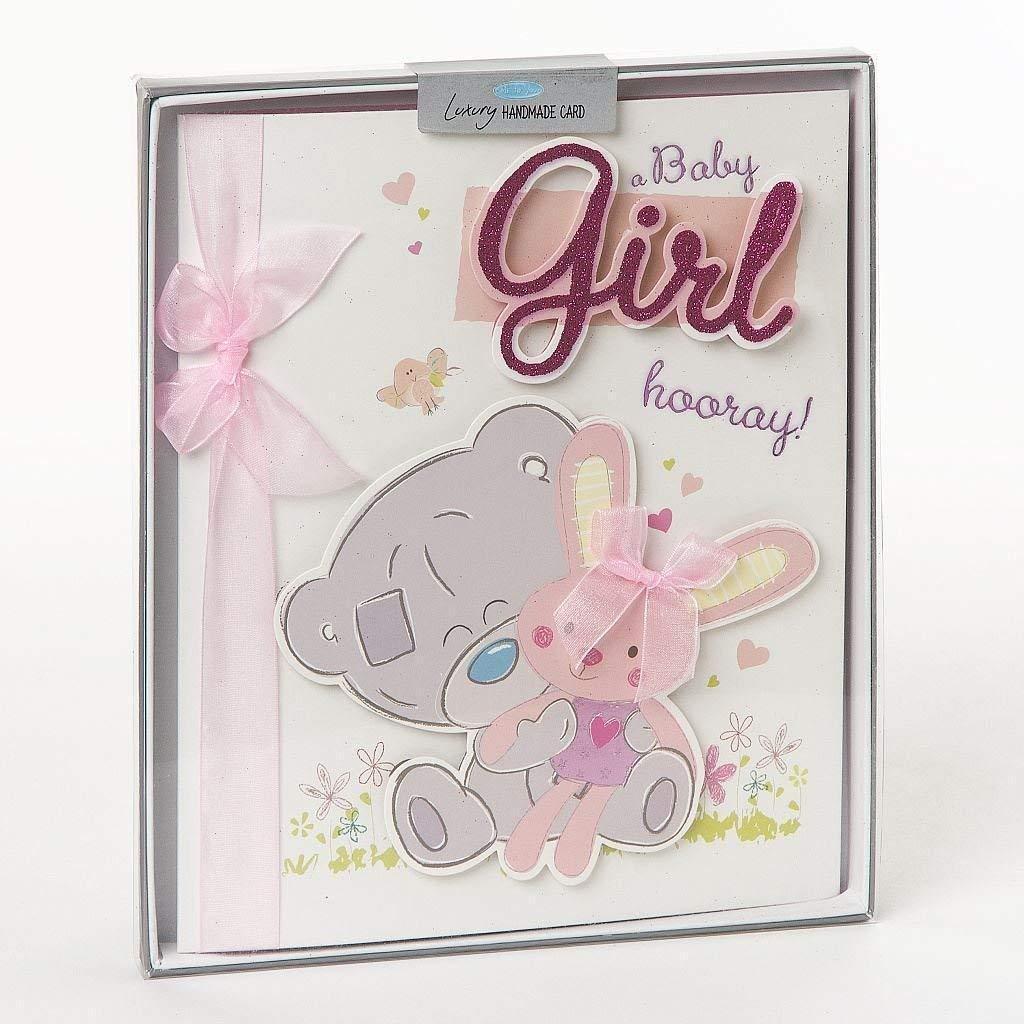 New Born Baby Girl Me to You Tatty Teddy Bear Handmade Congratulations Box Card