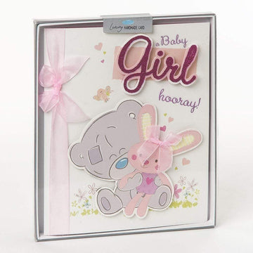 New Born Baby Girl Me to You Tatty Teddy Bear Handmade Congratulations Box Card