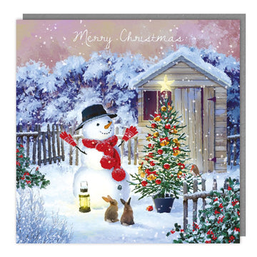 Jolly Snowman & Festive Friends Garden Party Charity Christmas Cards - Pack of 5 - Artistic Festive Design - Special Finish - Made in the UK - Eco-Friendly