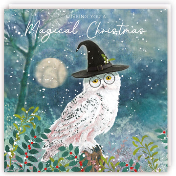 Magical Owl on Moonlit Night Premium Charity Christmas & New Year Cards 5 Pack