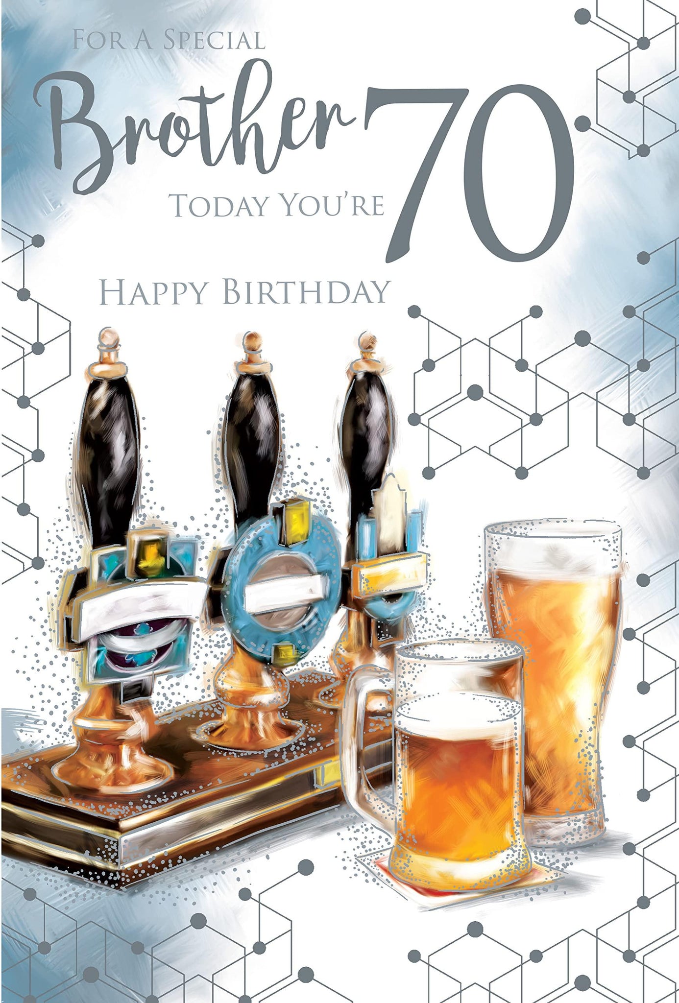 Special Brother 70 Today - Beer Pub Happy 70th Birthday Card Lovely Verse Inside