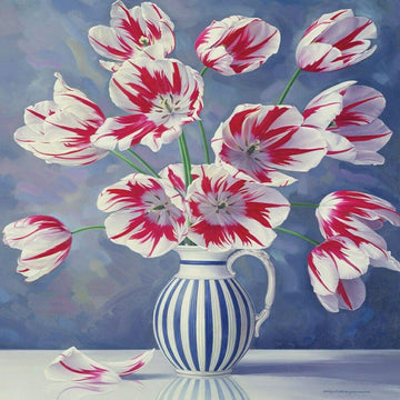 Triumph Tulips in Pot by Artist Nigel Waymouth - Blank Multi Usage Greeting Card