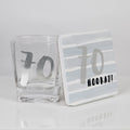 70th Luxe Whiskey Glass & Coaster In Gift Box With 70th Hooray! On Coaster By Widdop Bingham 