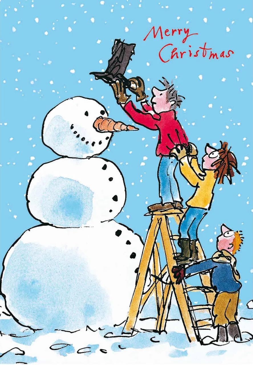 Quentin Blake Festive Artwork Illustrations - Pack of 5 Christmas & Happy New Year Cards - Eco-Friendly - Premium Gloss Finish by Woodmansterne