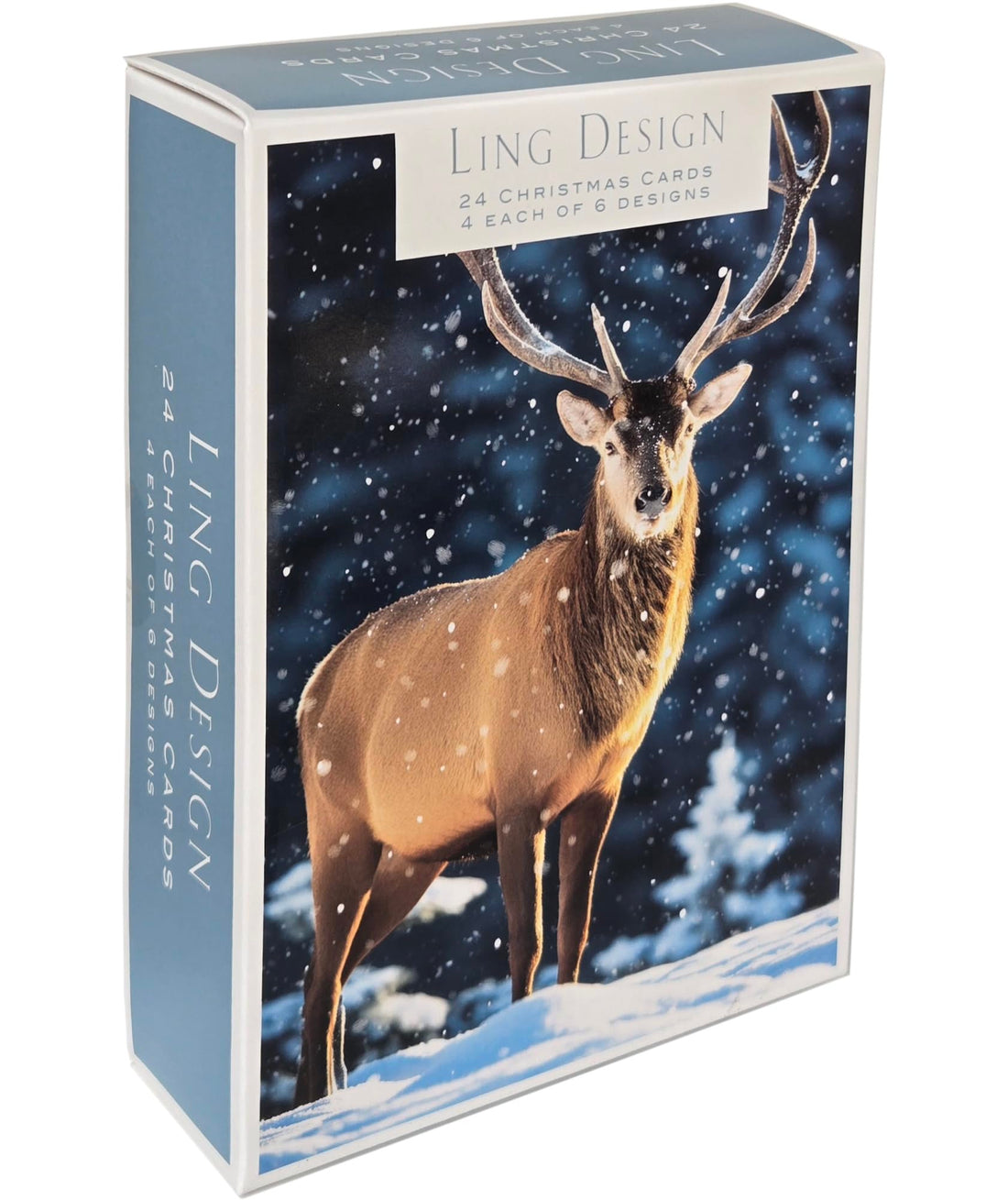 Winter Animals Box of 24 Assorted Christmas & New Year Cards - 4 Each of 6 Designs by Ling Design