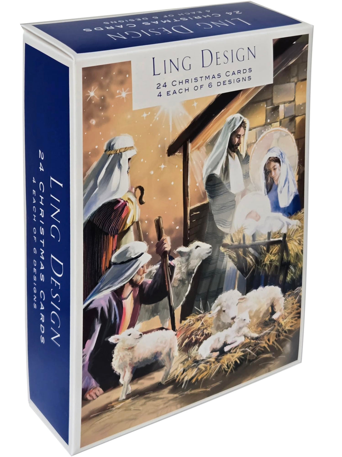 Religious Art Box of 24 Assorted Christmas & New Year Cards - 4 Each of 6 Designs by Ling Design