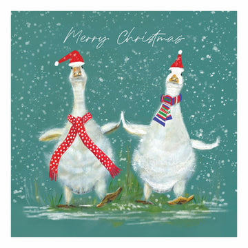 Festive Geese Pack of 10 Large 16x16cm Charity Christmas & Happy New Year Cards Eco-Friendly & Recyclablewith Envelopes