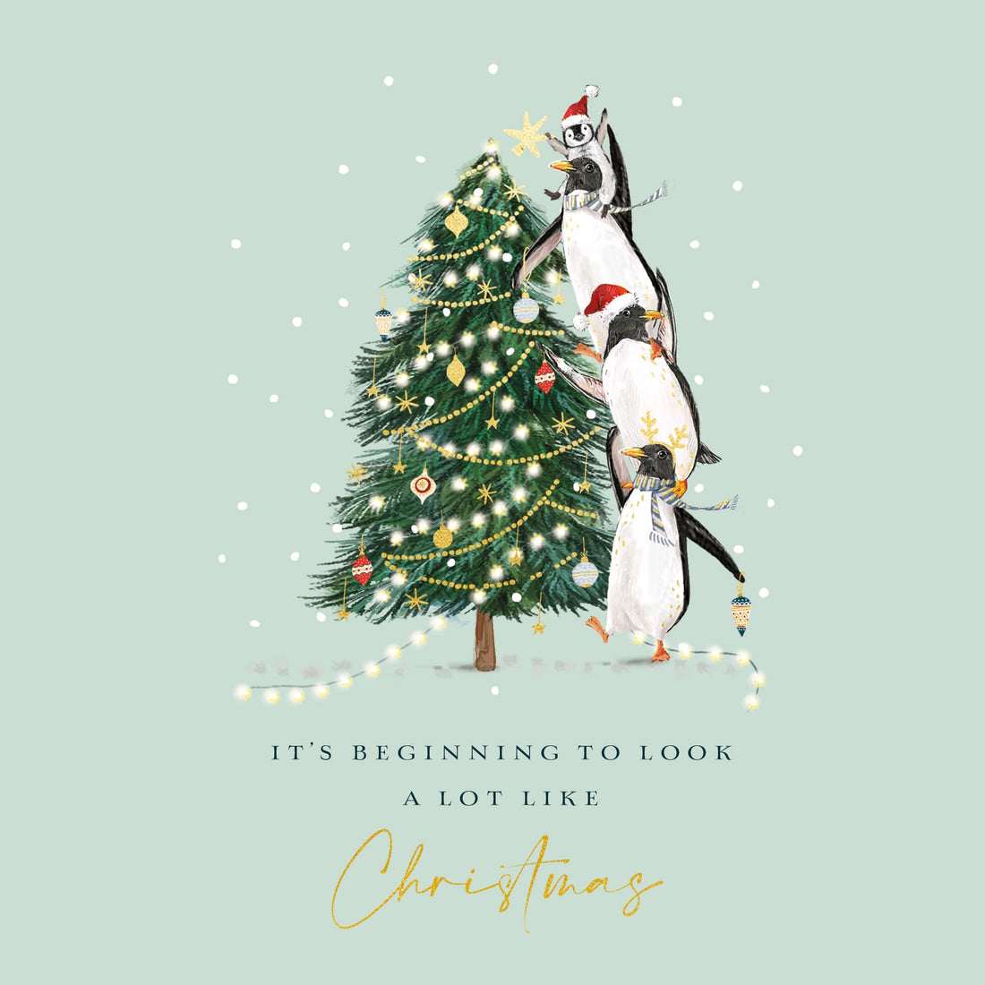 Penguin Party Arts & Crafts Pack of 8 Christmas Cards in 2 Designs by The Curious Inksmith