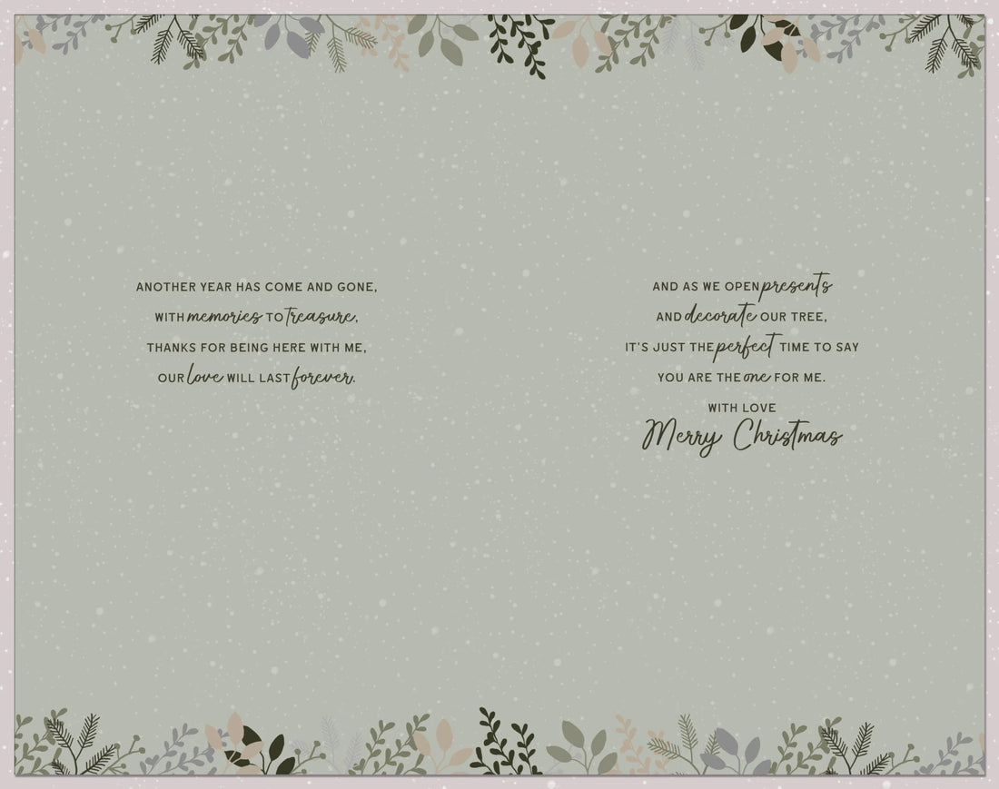 For The One I Love - Golden Reindeer & Forest Trees Large Luxury Christmas Card (28x18cm) with Gold Emboss Finish - Gold Star and 3-Page Verses