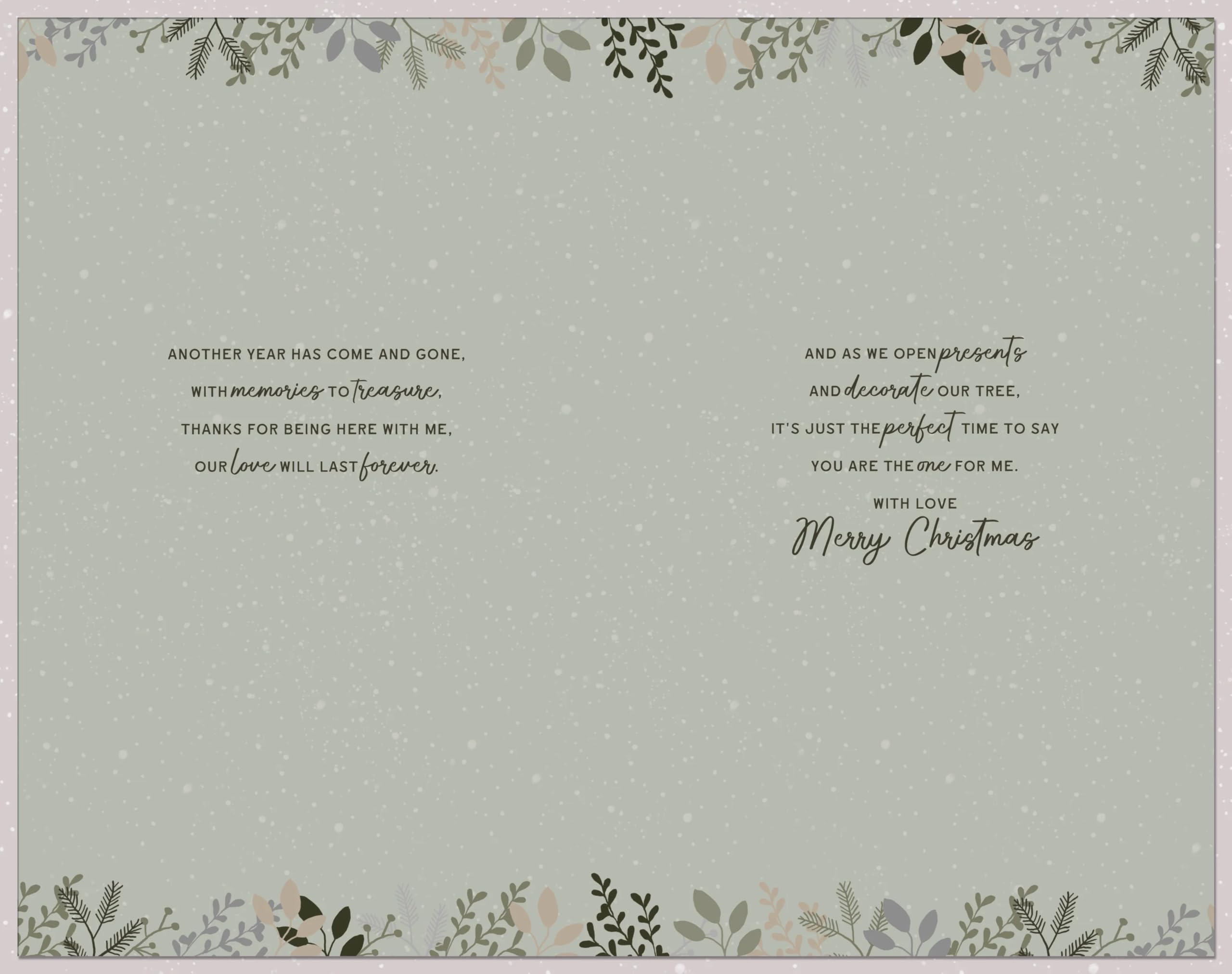 For The One I Love - Golden Reindeer & Forest Trees Large Luxury Christmas Card (28x18cm) with Gold Emboss Finish - Gold Star and 3-Page Verses