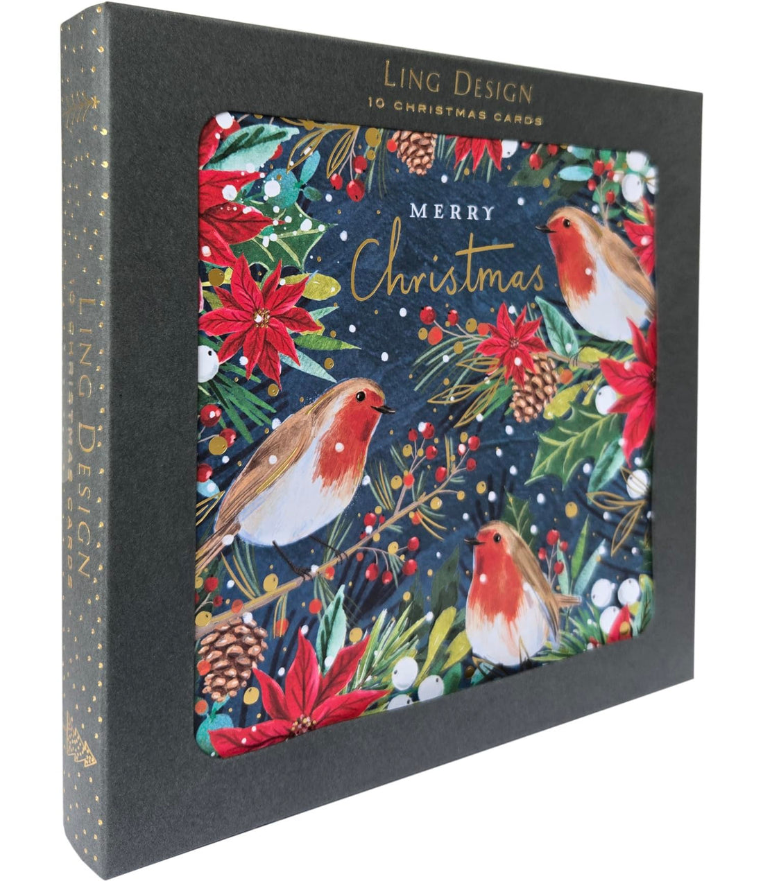 Festive Embossed Matt Finish Premium Box 10 Christmas New Year Cards - 4 Designs