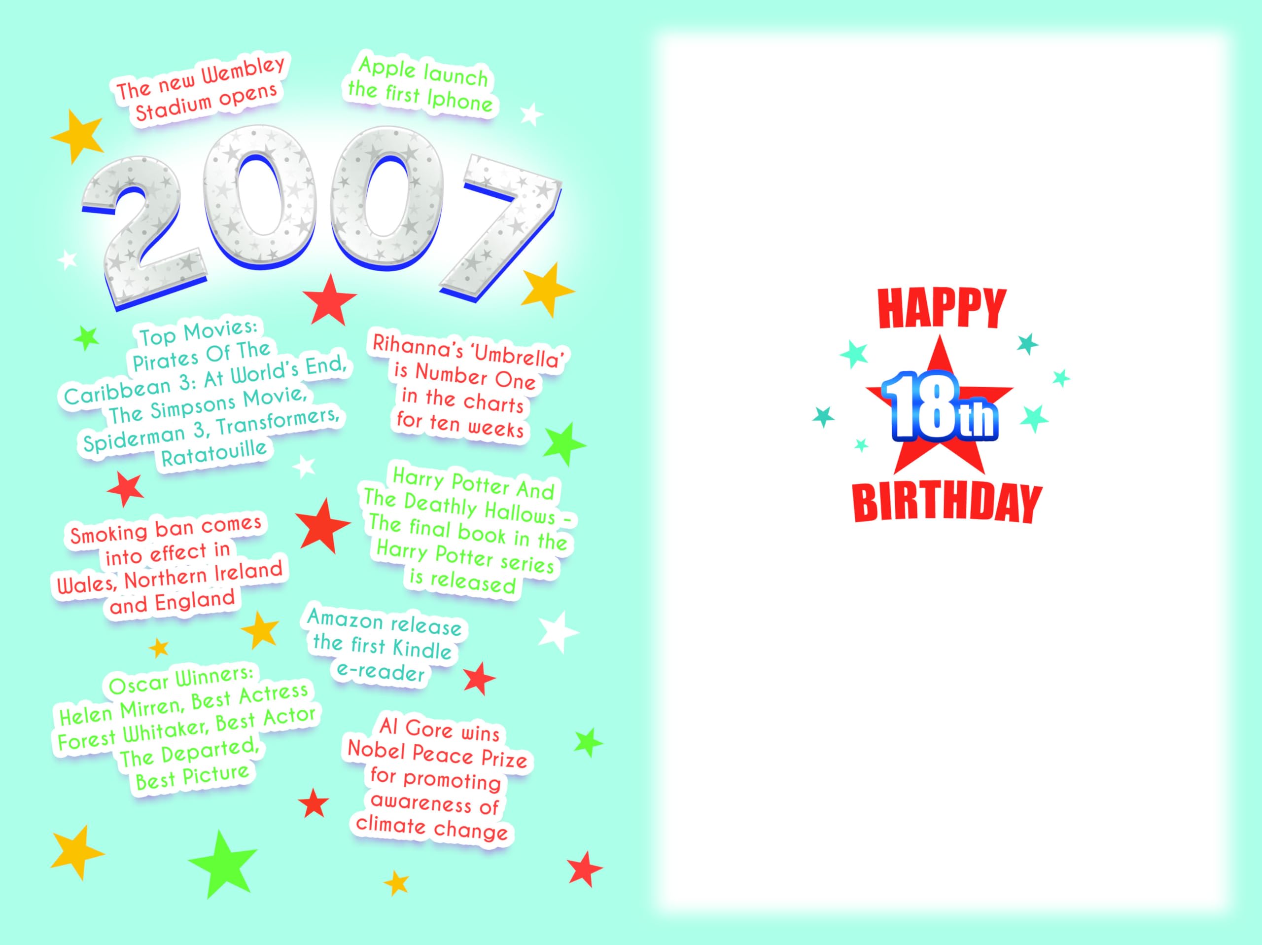 Born in 2007 Male Milestone 18th Birthday Card For Him in 2025 -Fun Facts Inside