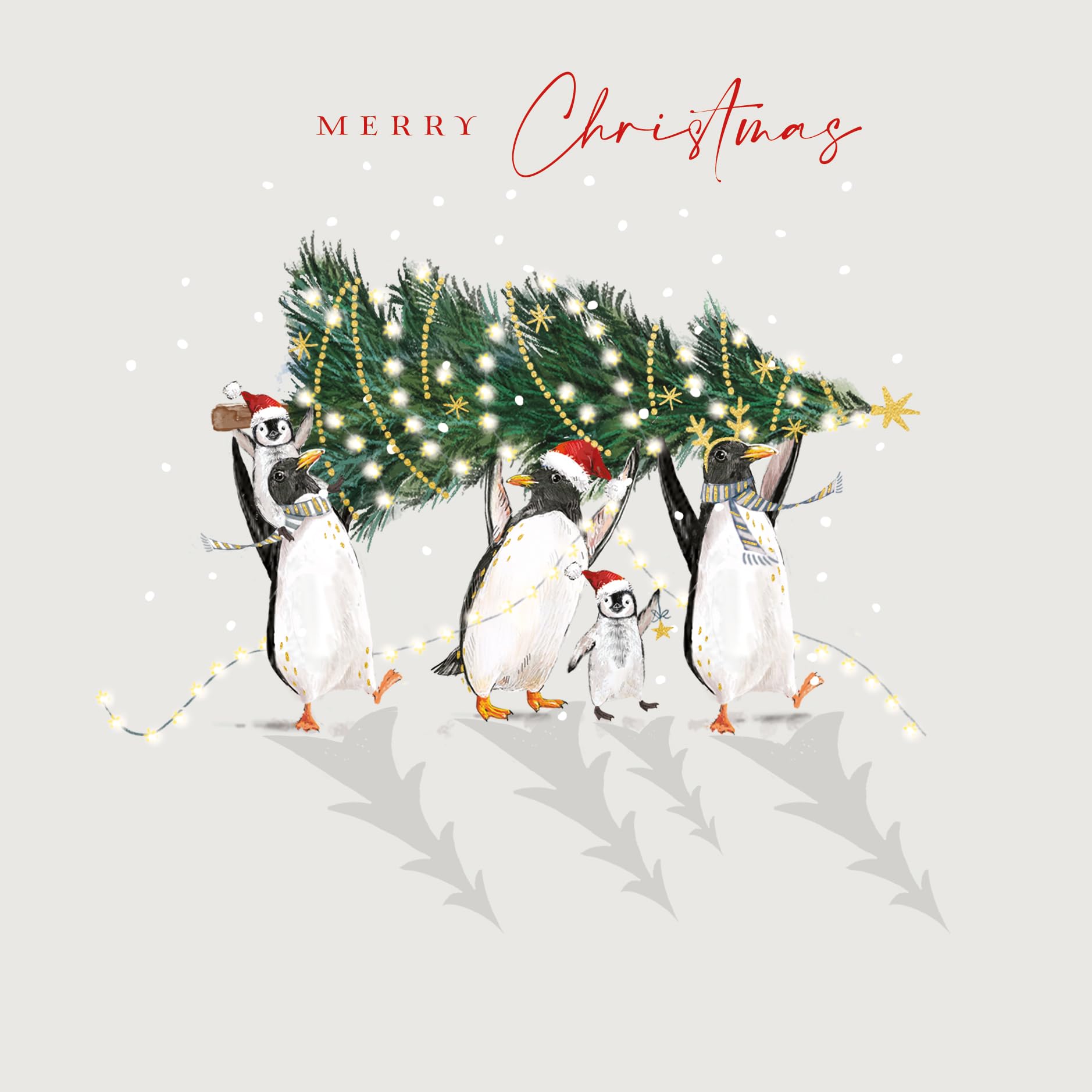 Penguin Party Arts & Crafts Pack of 8 Christmas Cards in 2 Designs by The Curious Inksmith