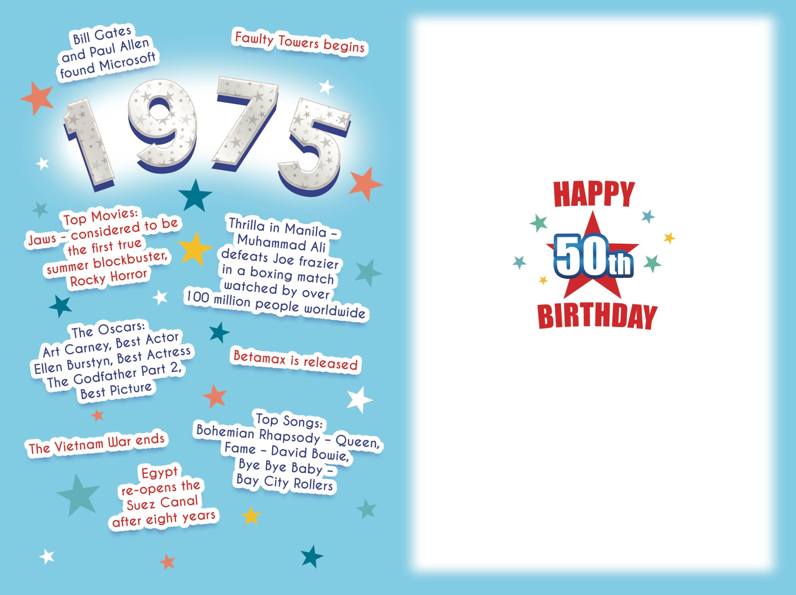 Male Milestone 50th Birthday Card For Him in 2025 with Interest Facts from 1975