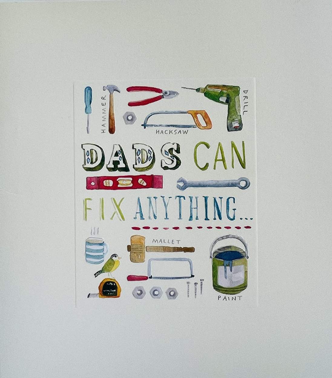 Dads Can Fix Anything Happy Father's Day Greeting Card with Textured Finish - Handy Tools Paint DIY