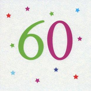 60 Happy Birthday Card Flittered Glitter and Stars Contemporary Modern Art 60th Milestone