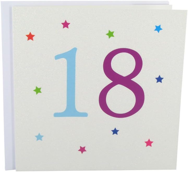 18th Happy Birthday Card Age 18 Hologram Foil and Glitter Colourful Stars Art Magic