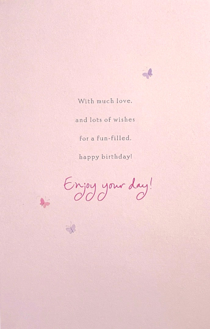 To A Special Daughter Birthday Card Girl Catching Butterflies Net Art Twinkle Toes
