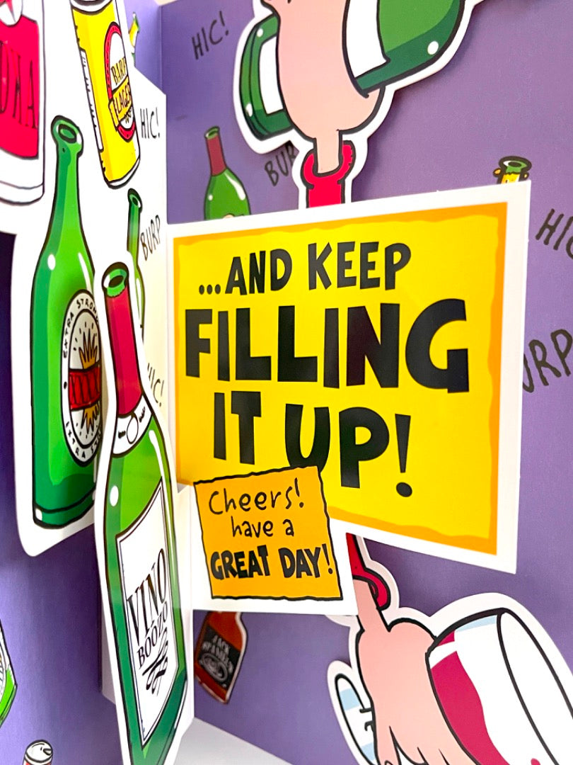 21st Birthday Pop Up Card Card Funny Humour Alcohol Vodka Beer Cheers Drinks