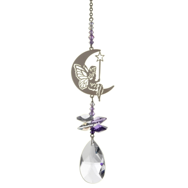 Crystal Fantasy Fairy with Wand Hanging Swarovski Suncatcher Purple